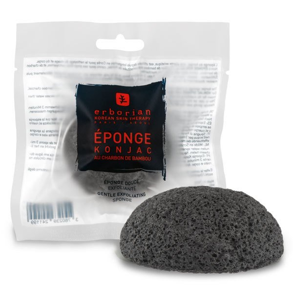 Спонж для очищення шкіри конжак з бамбуковим вугіллям Charcoal Konjac Sponge Gentle Exfoliating Sponge Erborian