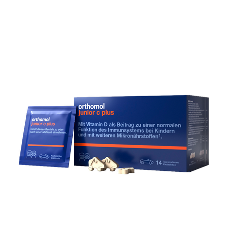 Витаминный комплекс Orthomol Junior C plus жевательные машинки (иммунитет ребенка) Лесные ягоды и Апельсин/Мандарин, 14 дней