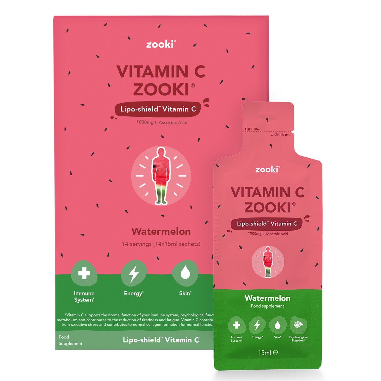Ліпосомальний вітамін C Zooki (Кавун) Vitamin C Zooki (Watermelon), 30х15мл