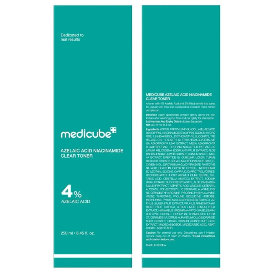 Очищающий тонер с азелаиновой кислотой и ниацинамидом Azelaic Acid Niacinamide Medicube, 250мл