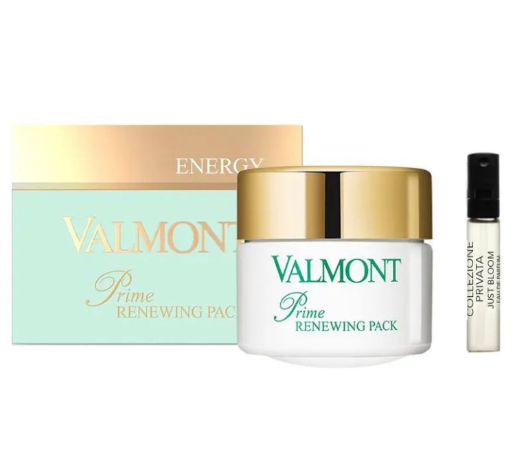 Преміум клітинна анти-стрес крем-маска для обличчя + пробник туалетної води Valmont Prime Renewing Pack & Just Bloom sample