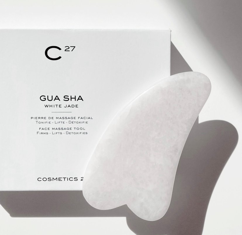 Гуа ша для масажу з білого нефриту Gua Sha Cosmetics 27