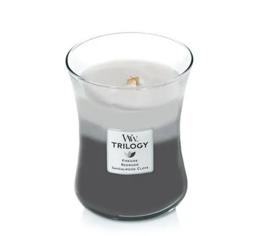 Ароматична свічка із тришаровим ароматом Woodwick Ellipse Trilogy Cozy Cabin, 275 г