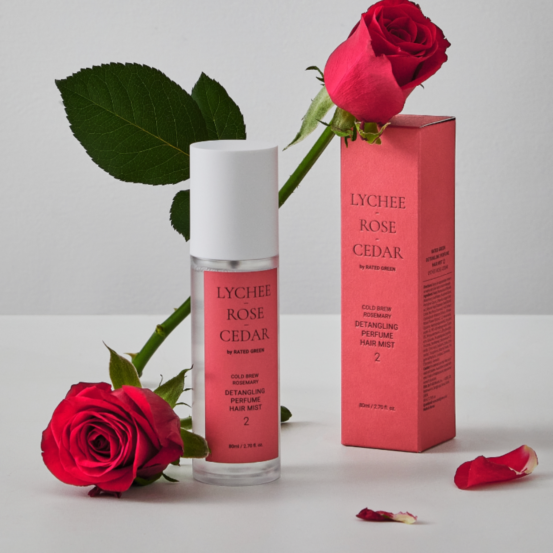 Парфумований міст для волосся (лічі-троянда-кедр) Rated Green Detangling Perfume Hair Mist, 80мл